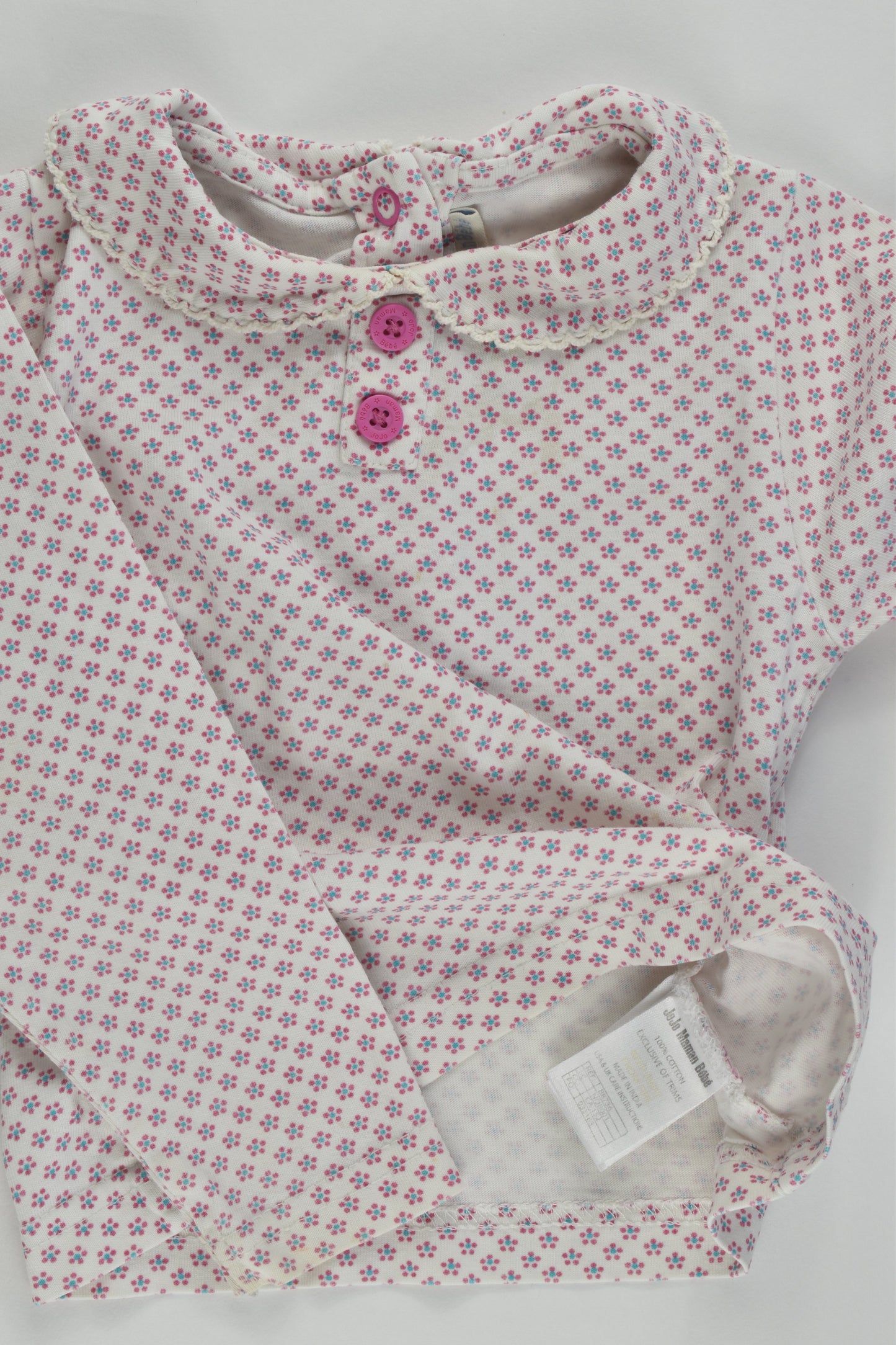 JoJo Maman Bébé Size 1 (12-18 months) Collared Floral Top