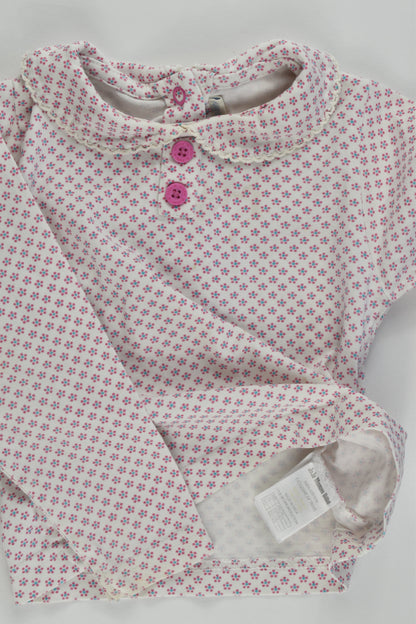 JoJo Maman Bébé Size 1 (12-18 months) Collared Floral Top