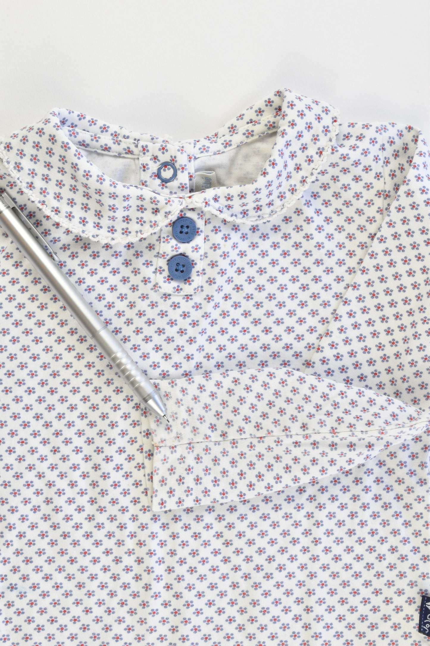 JoJo Maman Bébé Size 12-18 months Collared Floral Top