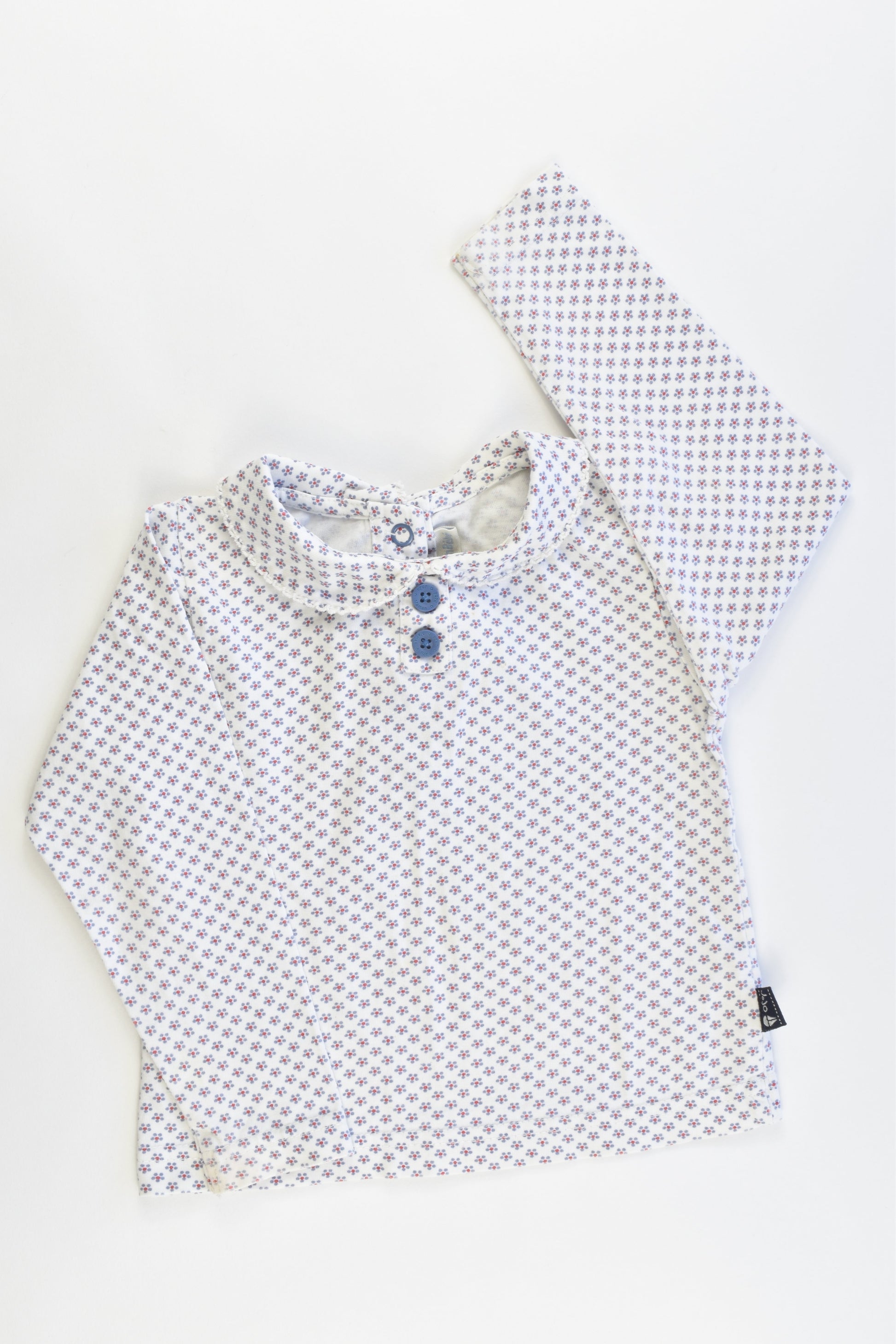 JoJo Maman Bébé Size 12-18 months Collared Floral Top