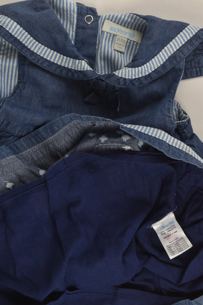 JoJo Maman Bébé Size 2 (18-24 months) Lined Nautical Denim Dress