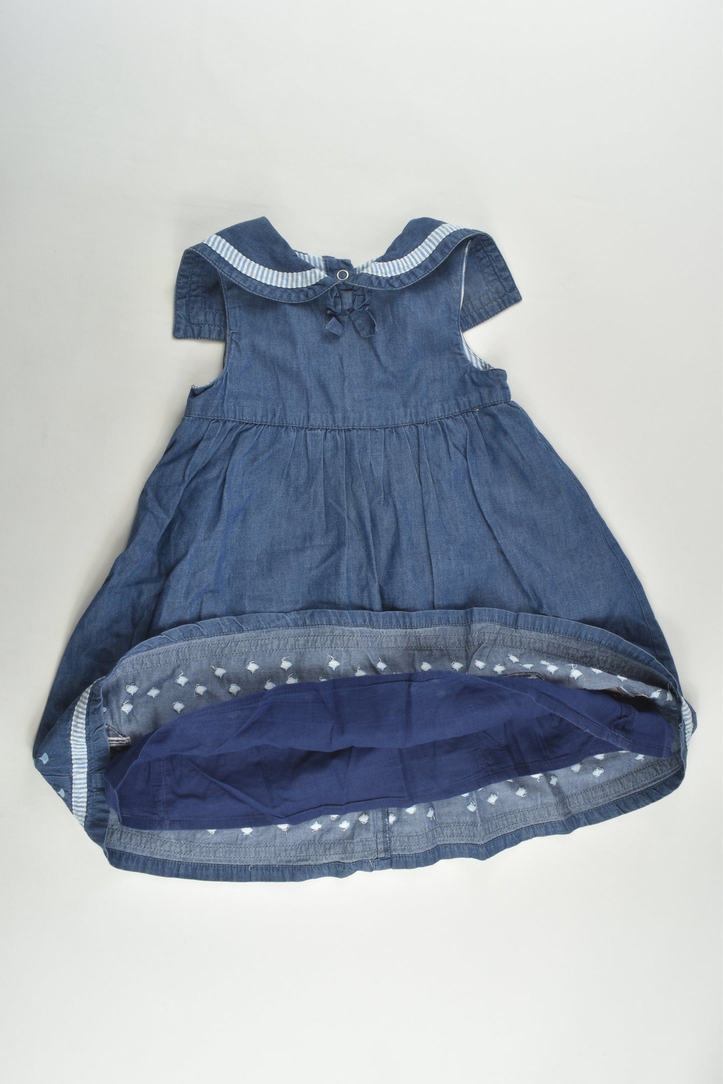 JoJo Maman Bébé Size 2 (18-24 months) Lined Nautical Denim Dress