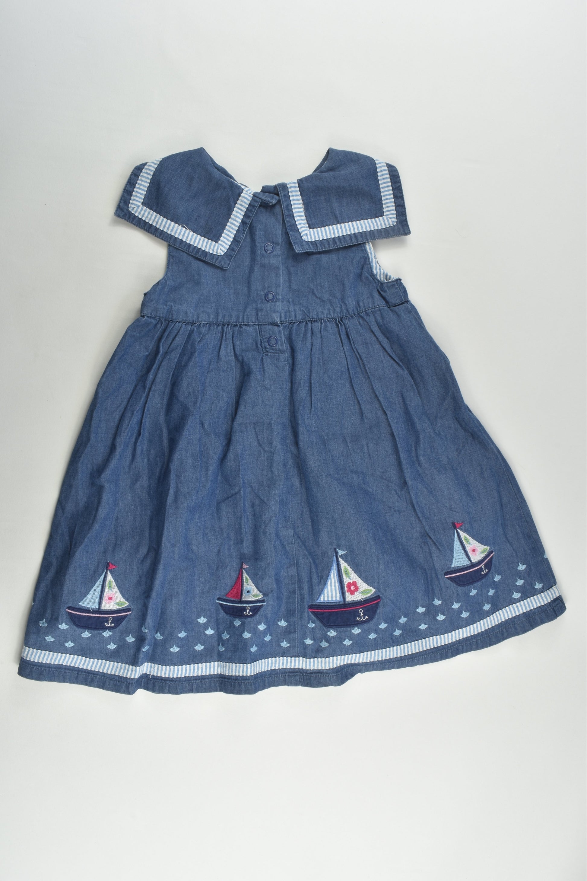JoJo Maman Bébé Size 2 (18-24 months) Lined Nautical Denim Dress