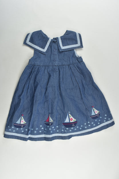 JoJo Maman Bébé Size 2 (18-24 months) Lined Nautical Denim Dress
