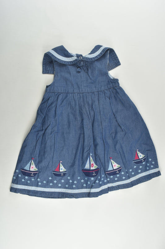 JoJo Maman Bébé Size 2 (18-24 months) Lined Nautical Denim Dress
