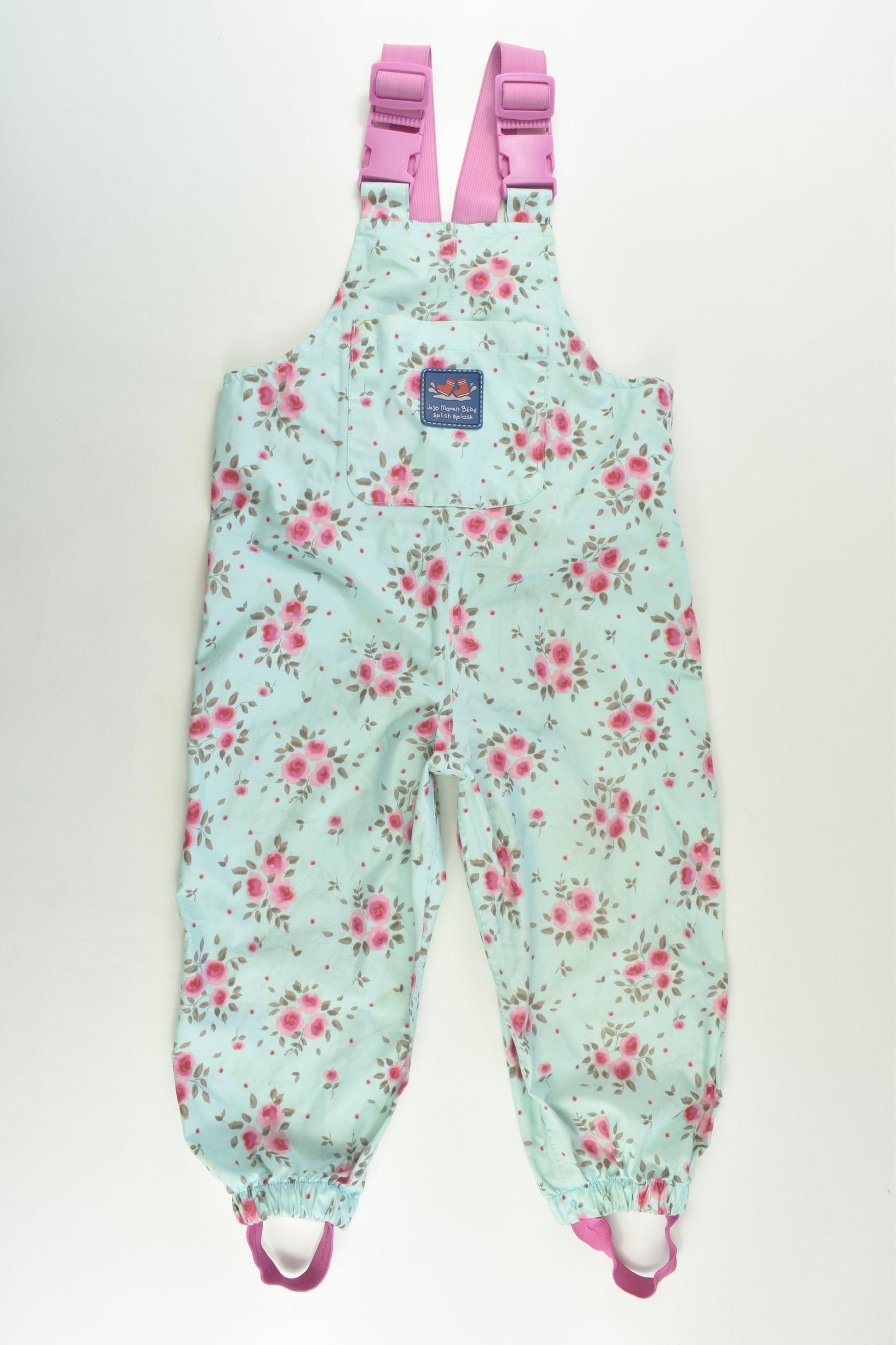 JoJo Maman Bébé Size 2 (18-24 months) Splish Splash Floral Waterproof Overalls