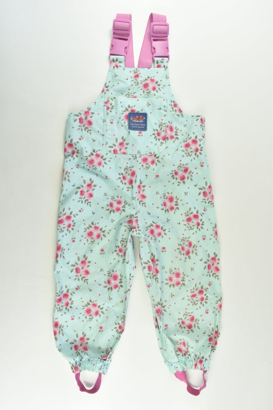 JoJo Maman Bébé Size 2 (18-24 months) Splish Splash Floral Waterproof Overalls