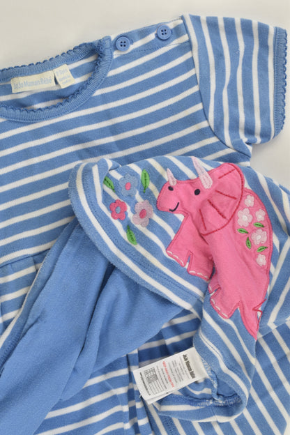 JoJo Maman Bébé Size 2-3 Striped Dinosaur Dress