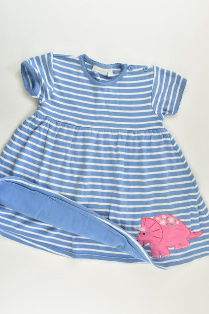 JoJo Maman Bébé Size 2-3 Striped Dinosaur Dress