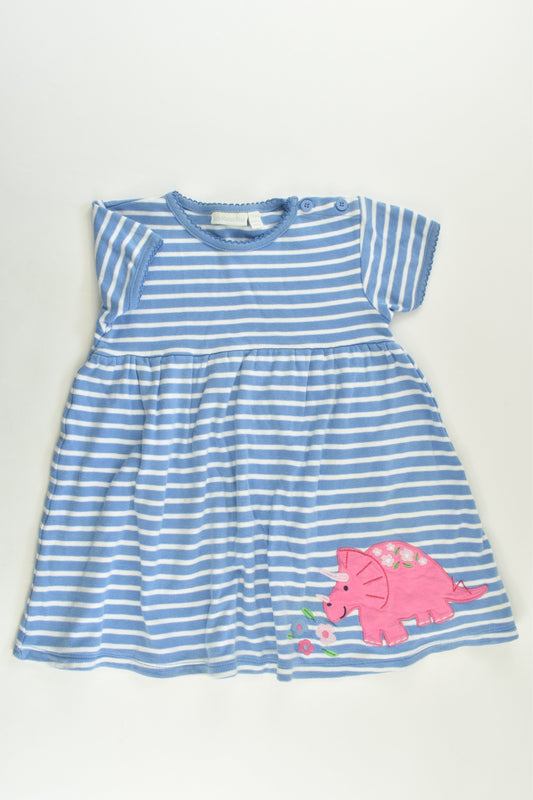 JoJo Maman Bébé Size 2-3 Striped Dinosaur Dress