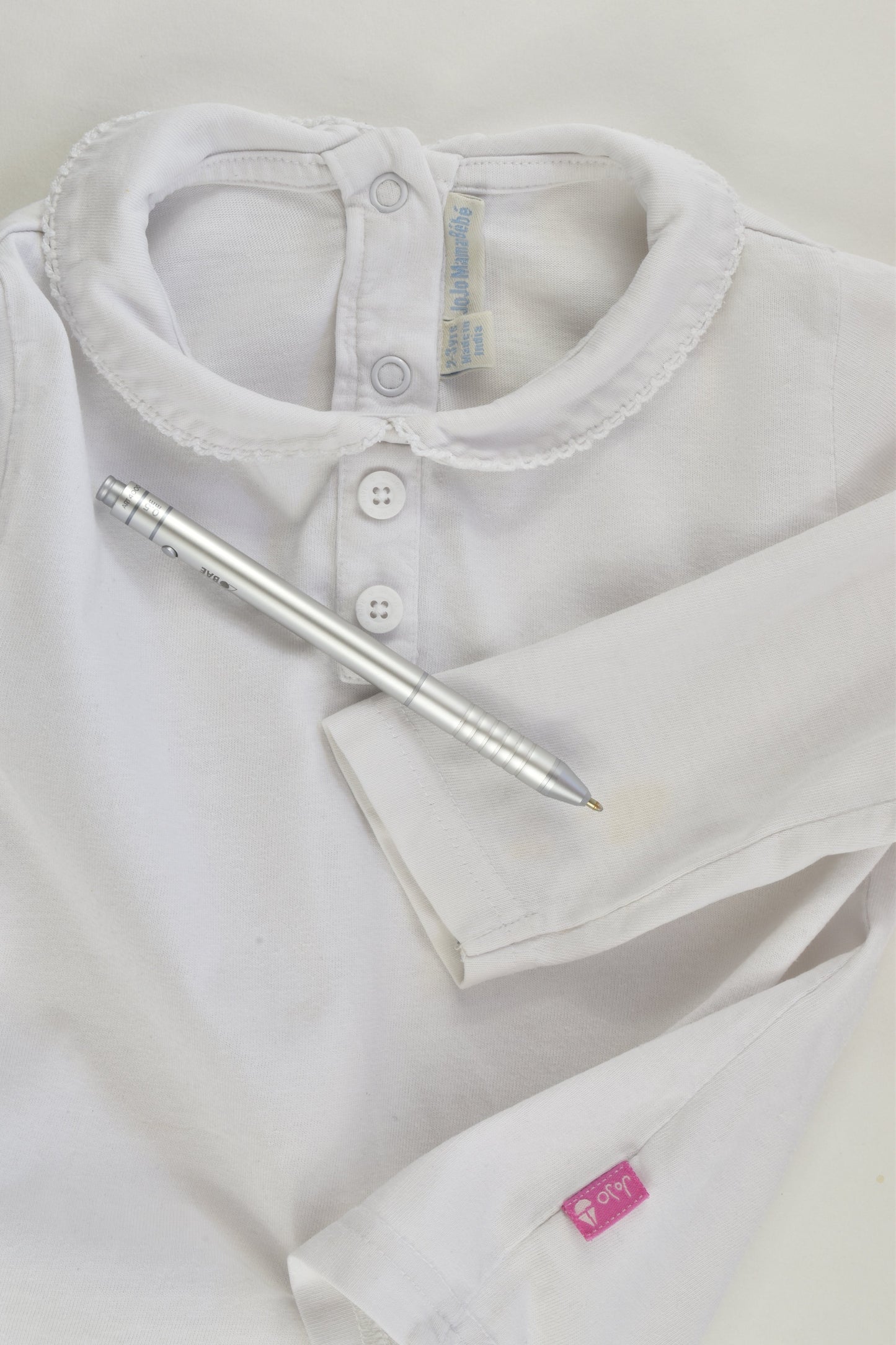 JoJo Maman Bébé Size 2-3 White Collared Top