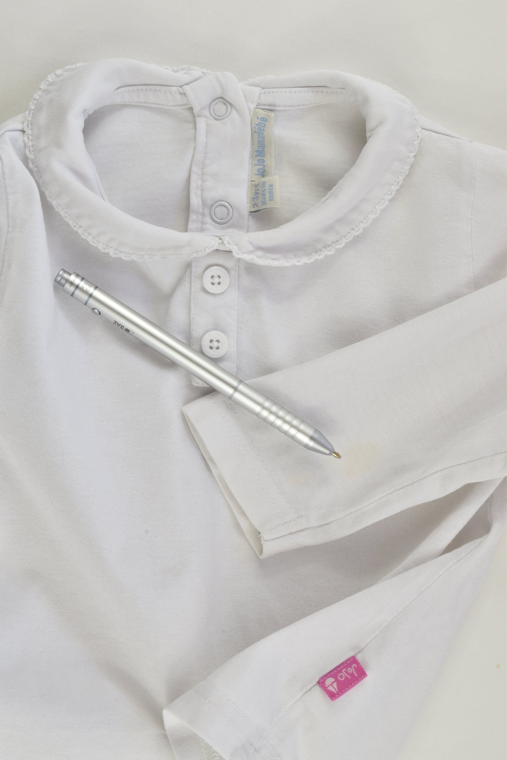 JoJo Maman Bébé Size 2-3 White Collared Top