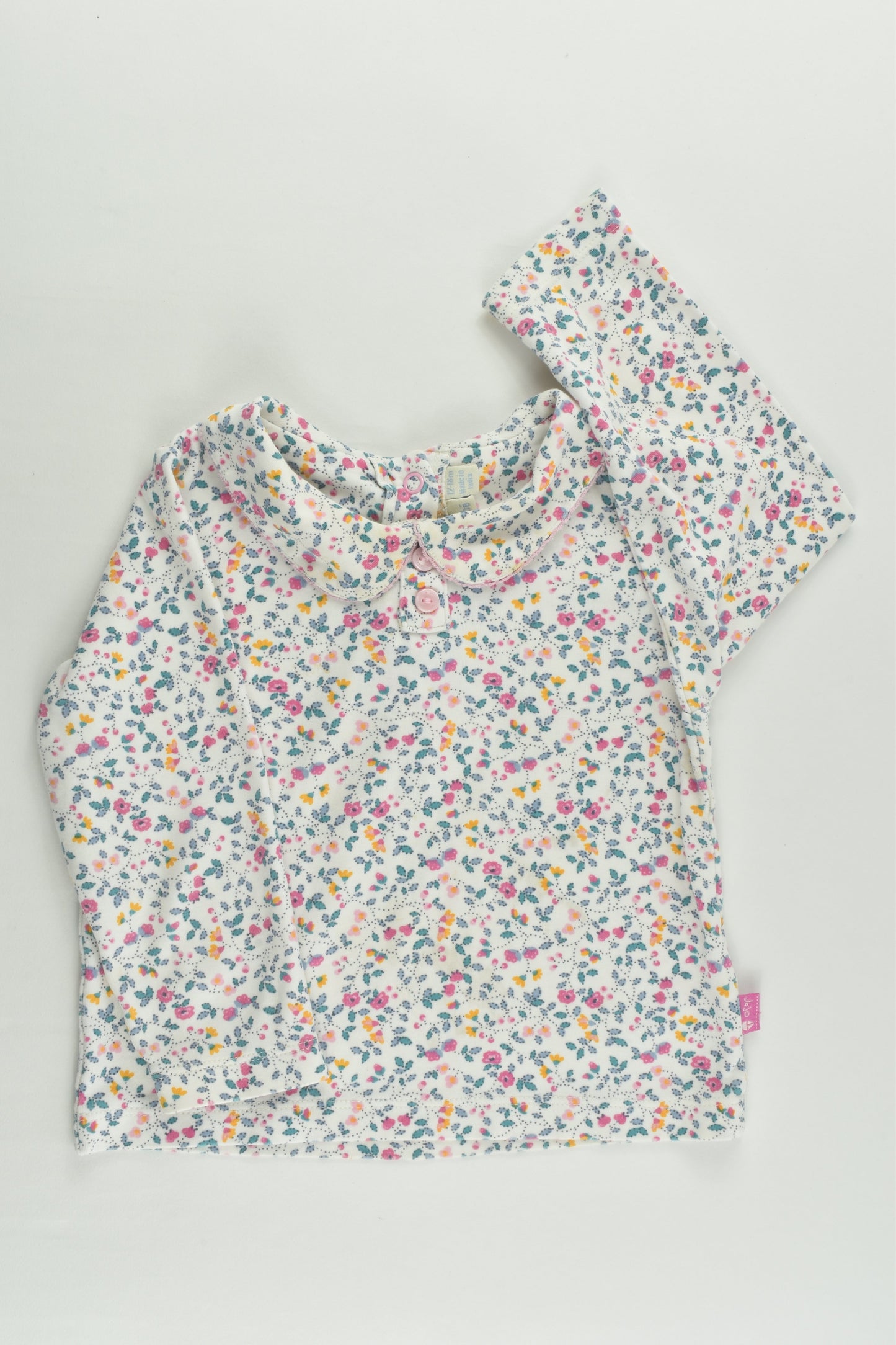 JoJo Maman Bébé (UK) Size 1 (12-18 months) Collared Floral Top
