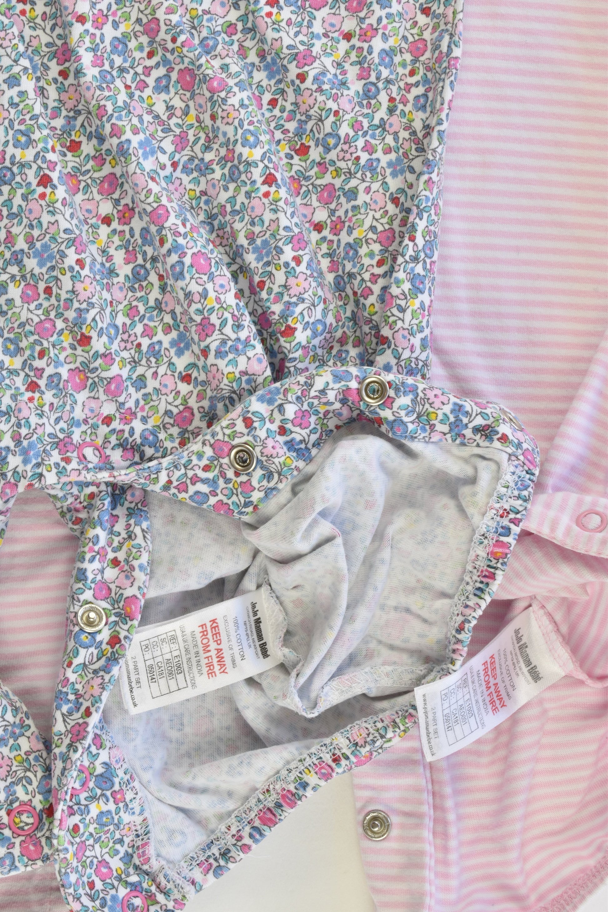 JoJo Maman Bébé (UK) Size 12-18 months (1) Collared Playsuits Striped and Liberty Print