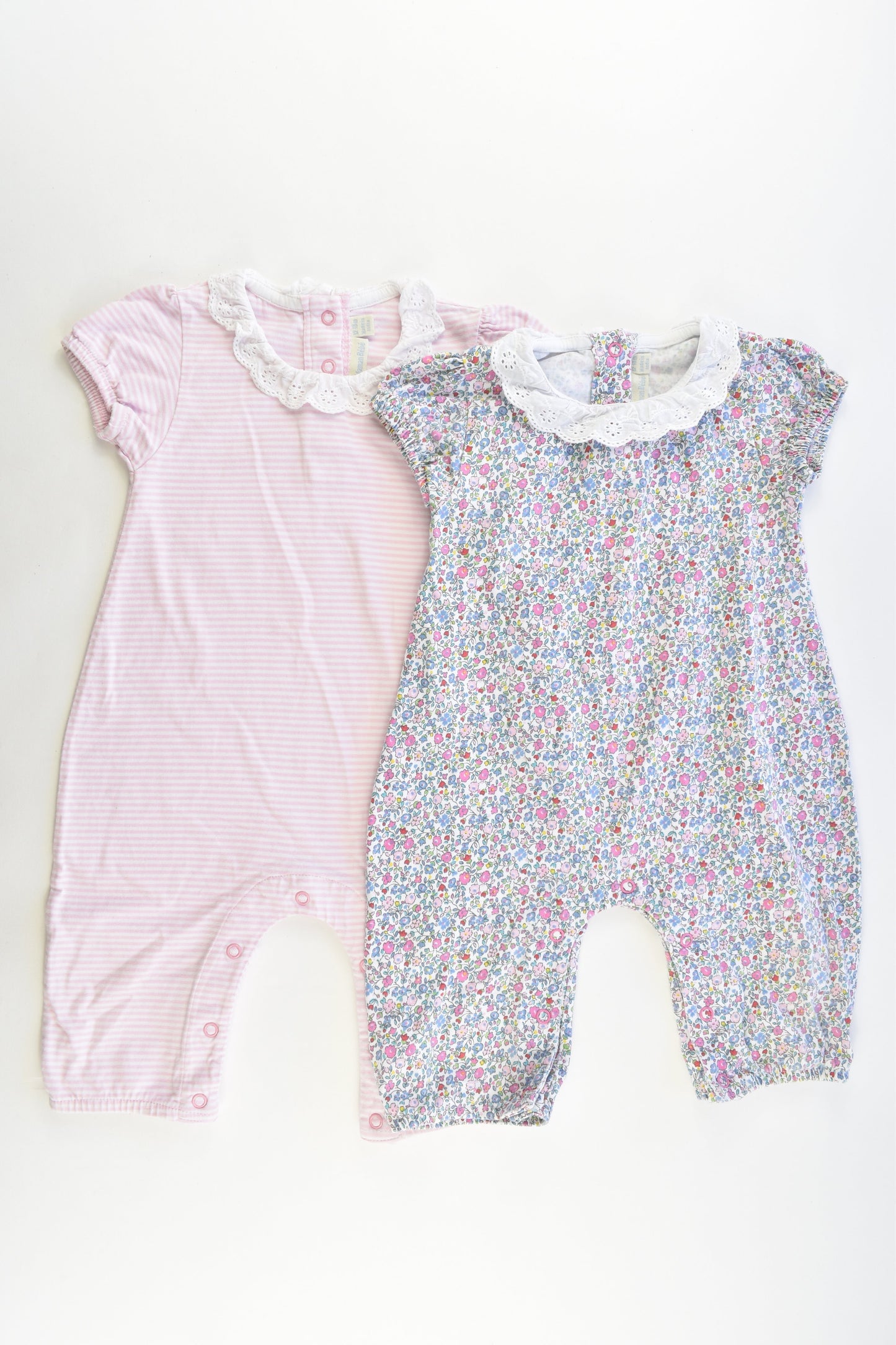 JoJo Maman Bébé (UK) Size 12-18 months (1) Collared Playsuits Striped and Liberty Print