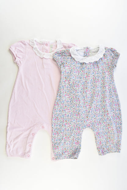 JoJo Maman Bébé (UK) Size 12-18 months (1) Collared Playsuits Striped and Liberty Print