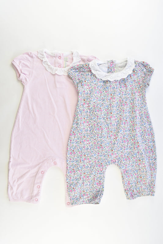JoJo Maman Bébé (UK) Size 12-18 months (1) Collared Playsuits Striped and Liberty Print