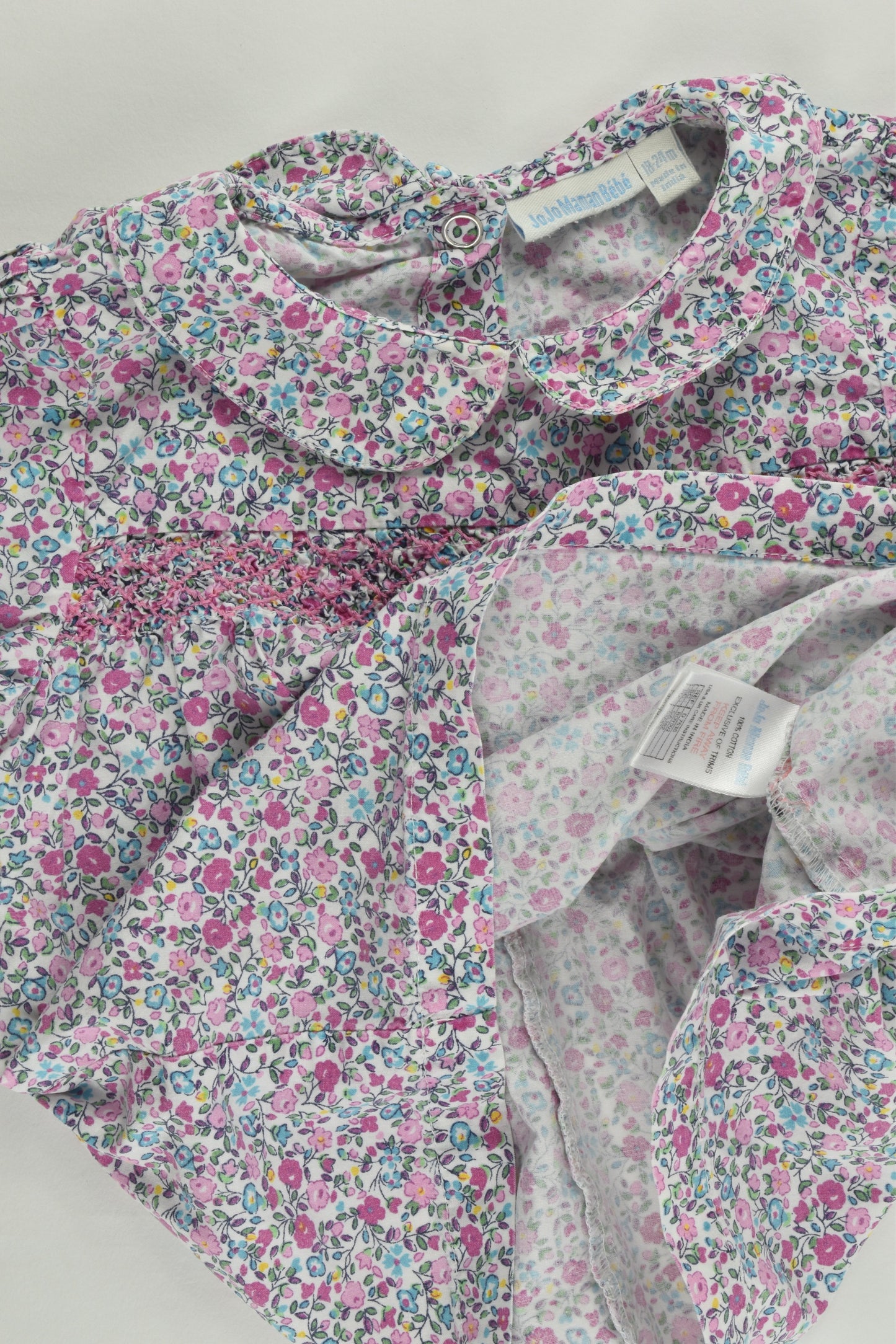 JoJo Maman Bébé (UK) Size 2 (18-24 months) Liberty Print Smocked Blouse