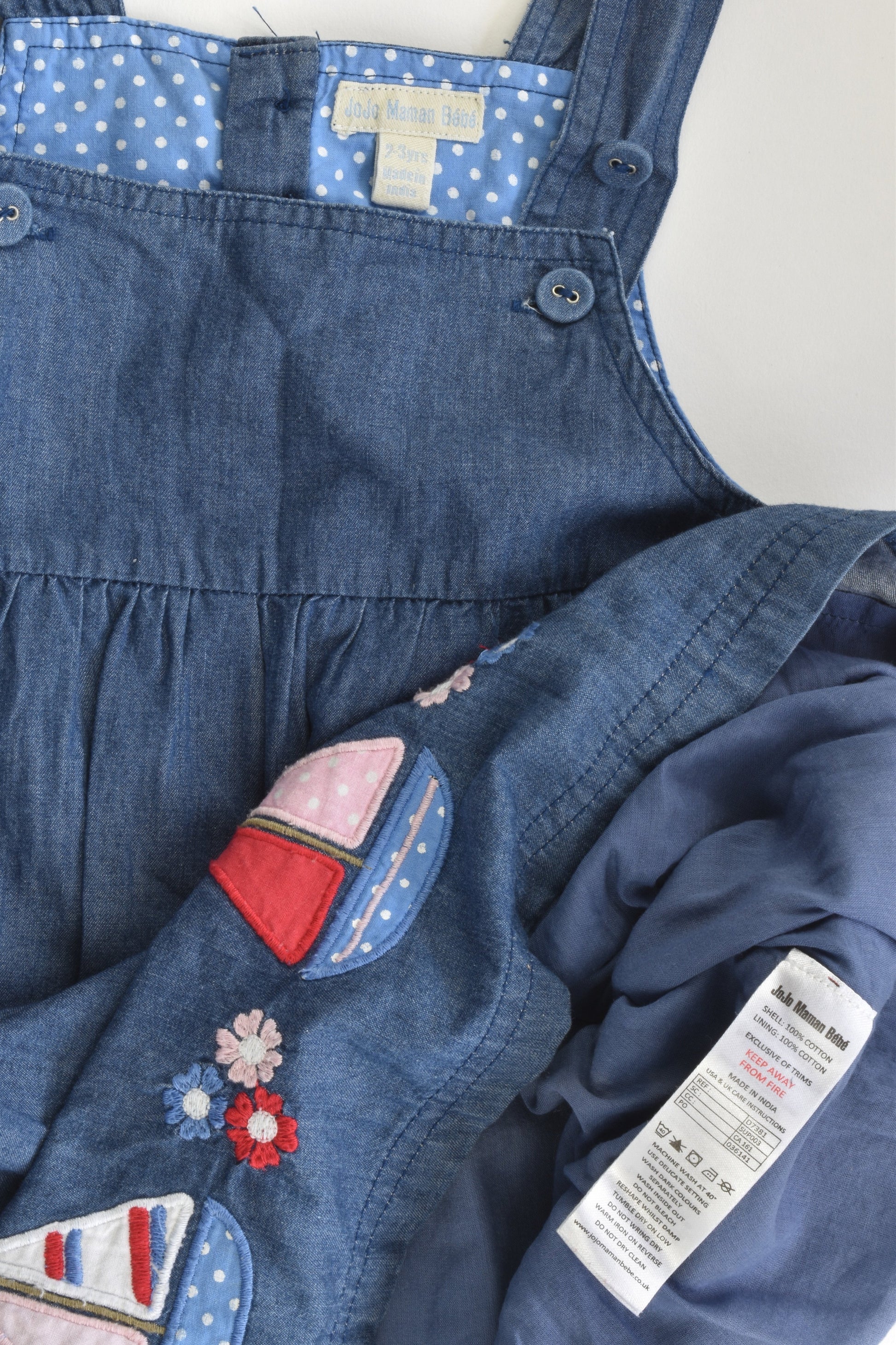 JoJo Maman Bébé (UK) Size 2-3 Nautical Lined Lightweight Denim Dress
