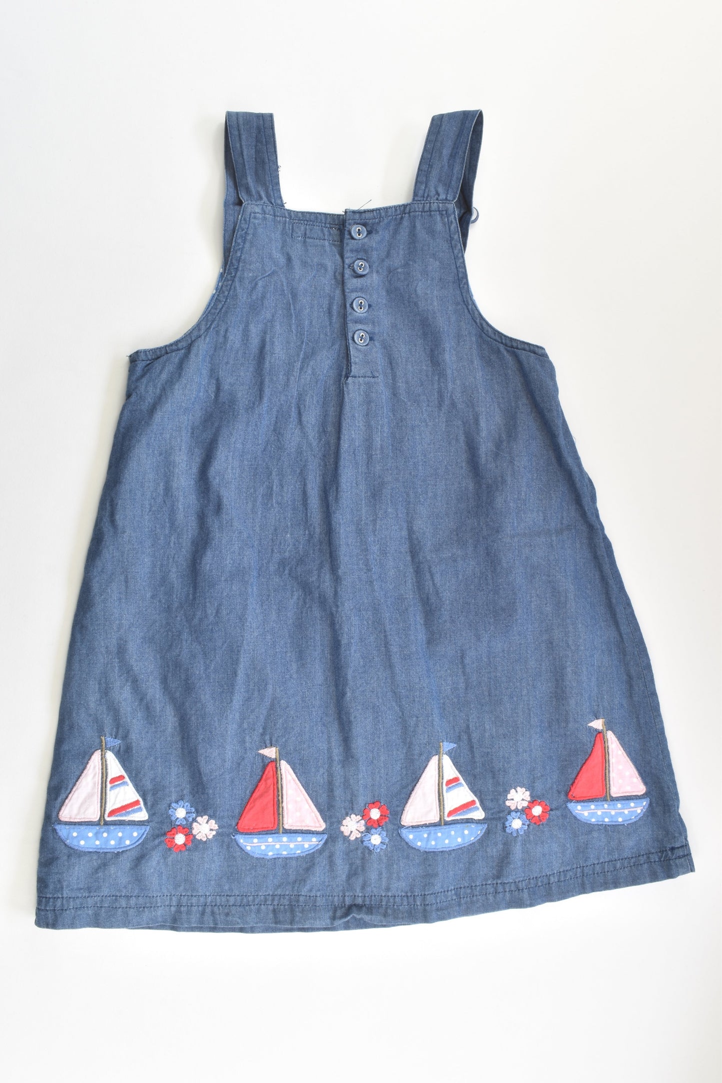 JoJo Maman Bébé (UK) Size 2-3 Nautical Lined Lightweight Denim Dress