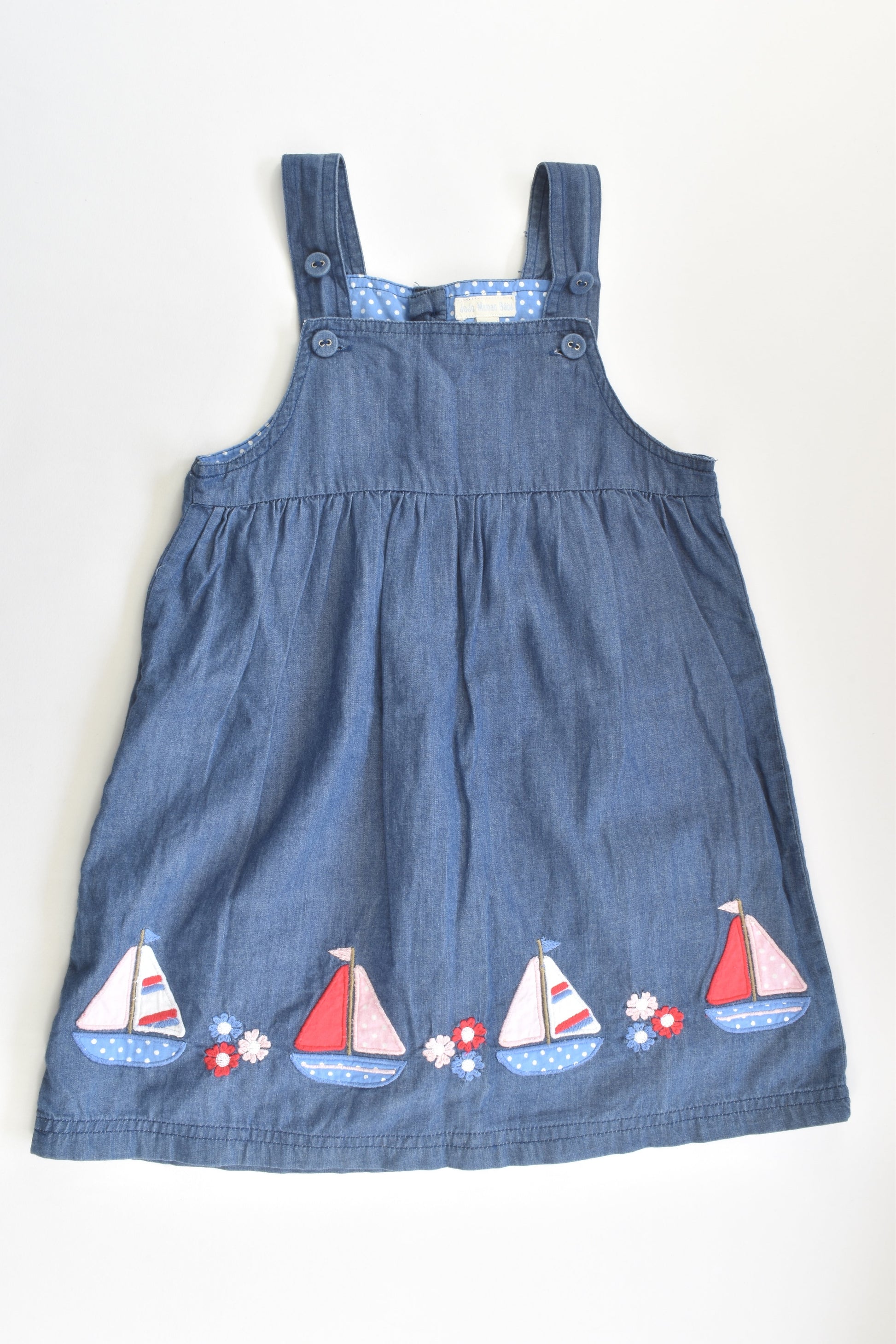 JoJo Maman Bébé (UK) Size 2-3 Nautical Lined Lightweight Denim Dress
