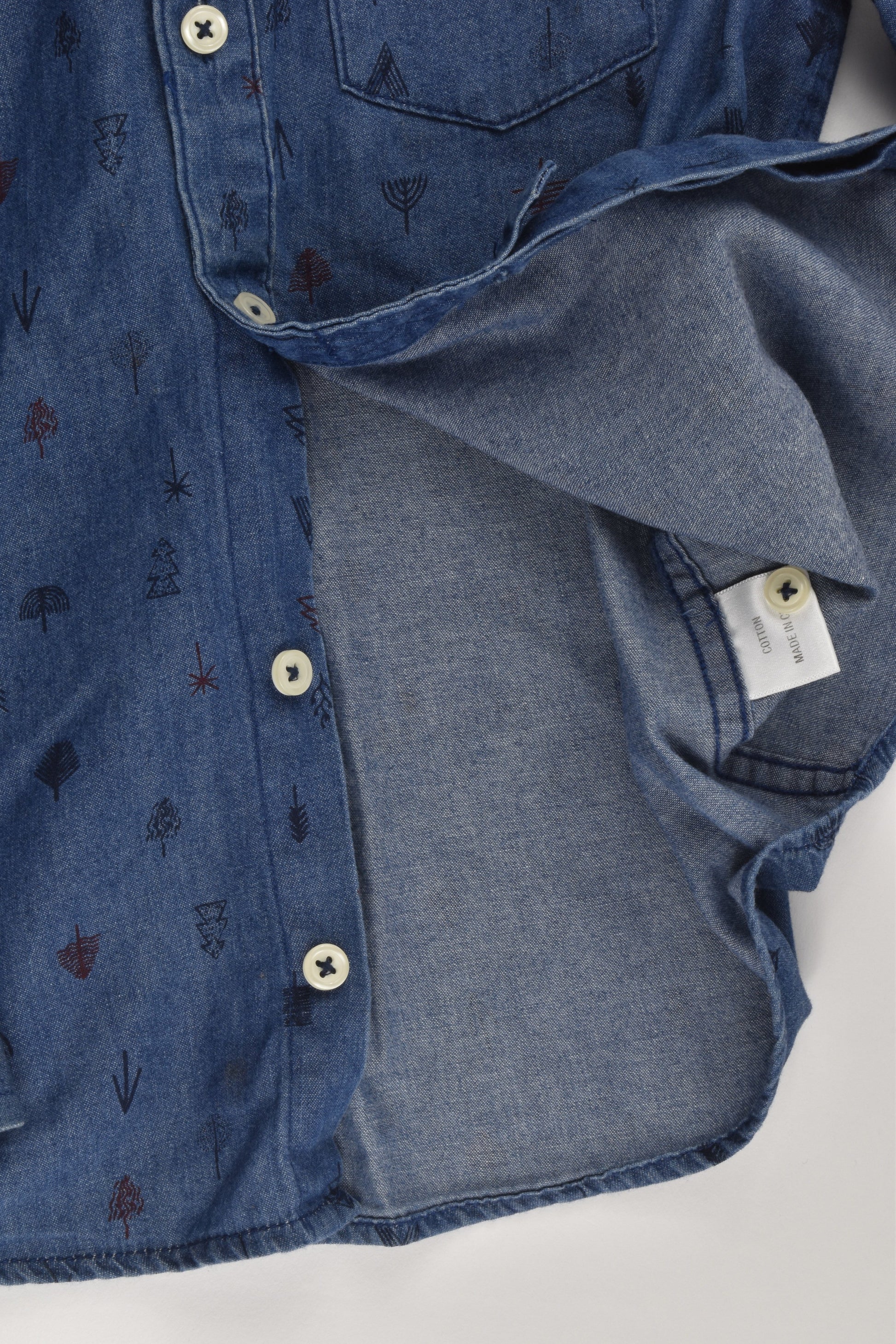 Junior by David Jones Size 6-7 Lightweight Casual Collared Denim Shirt