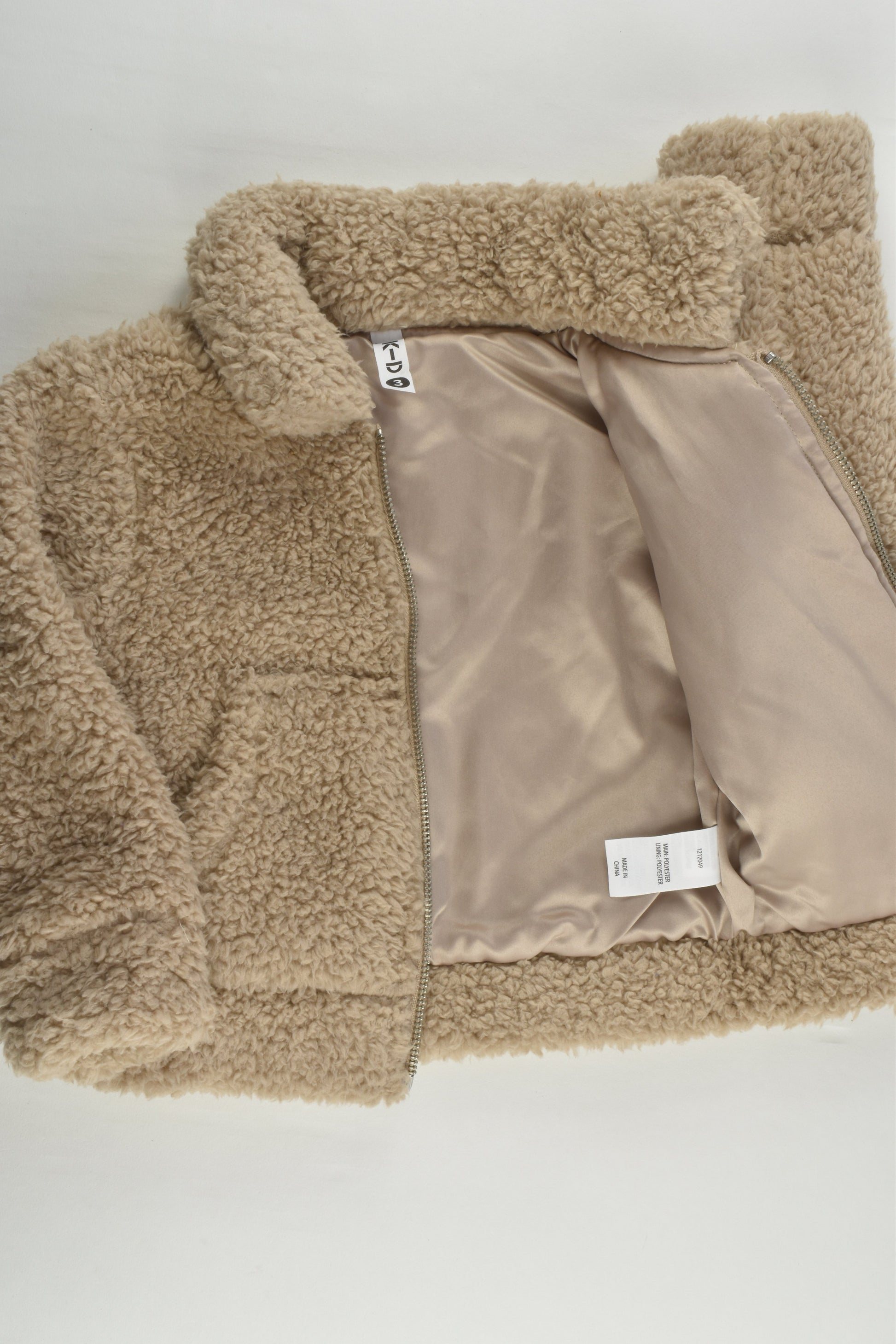 K-D Size 3 Soft Lined Teddy Jacket