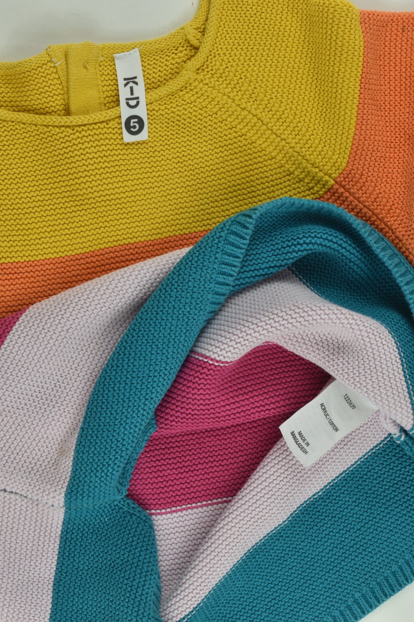 K-D Size 5 Rainbow Stripes Knitted Jumper