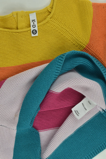K-D Size 5 Rainbow Stripes Knitted Jumper