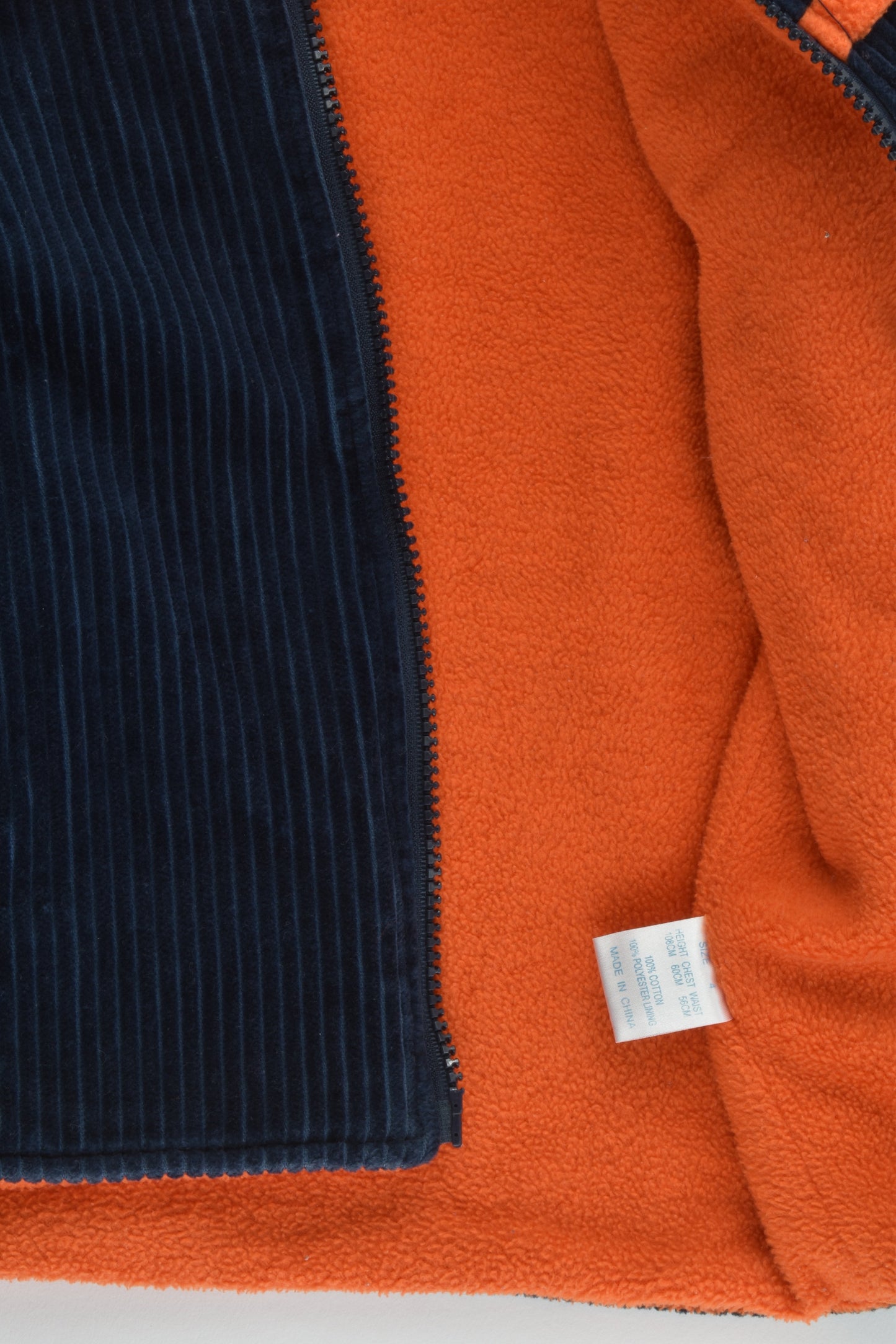 Ka-Boosh Size 4 Warm Navy Cord/Orange Fleece Jacket
