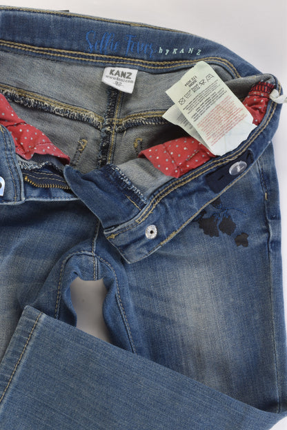 Kanz (Germany) Size 2 (92 cm) Stretchy Denim Pants with Floral Details