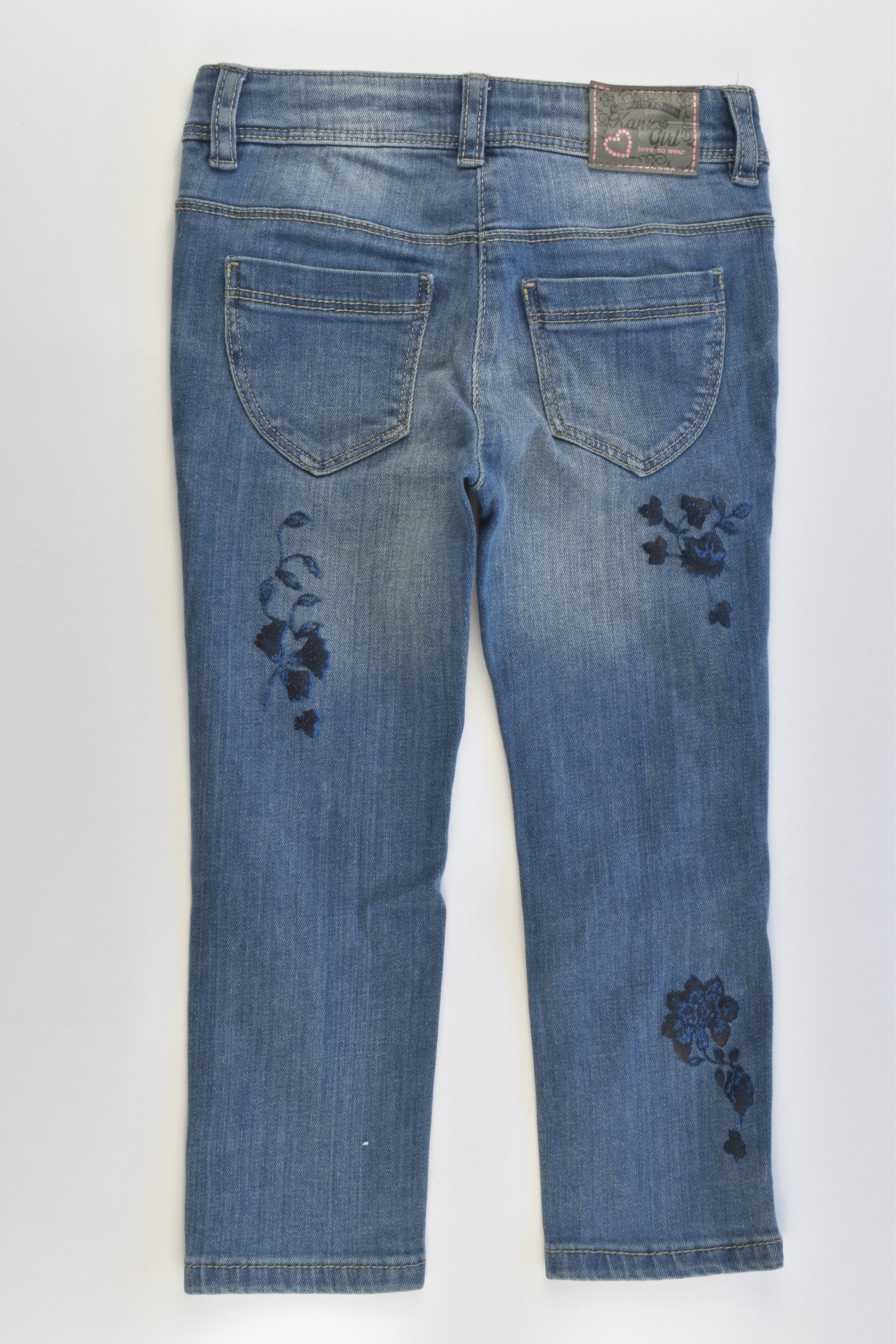Kanz (Germany) Size 2 (92 cm) Stretchy Denim Pants with Floral Details
