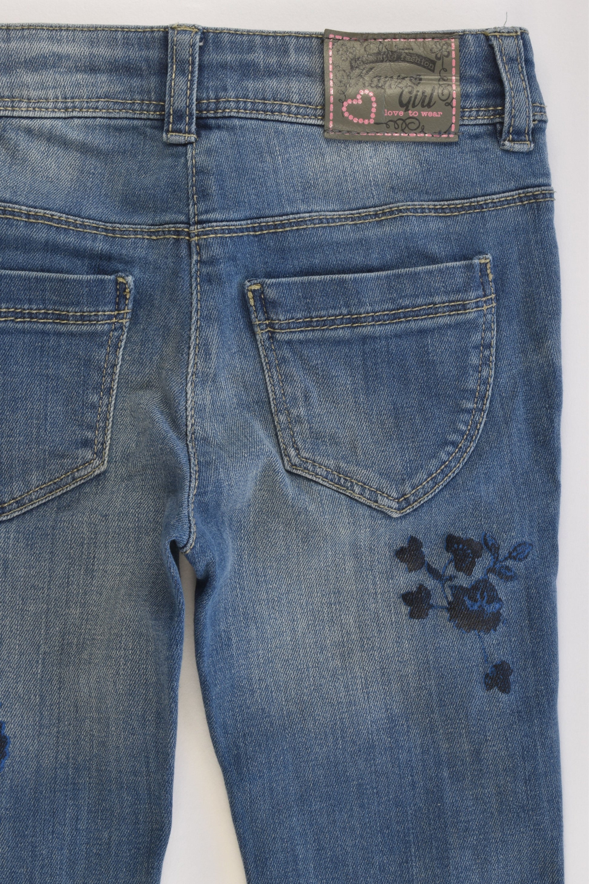 Kanz (Germany) Size 2 (92 cm) Stretchy Denim Pants with Floral Details