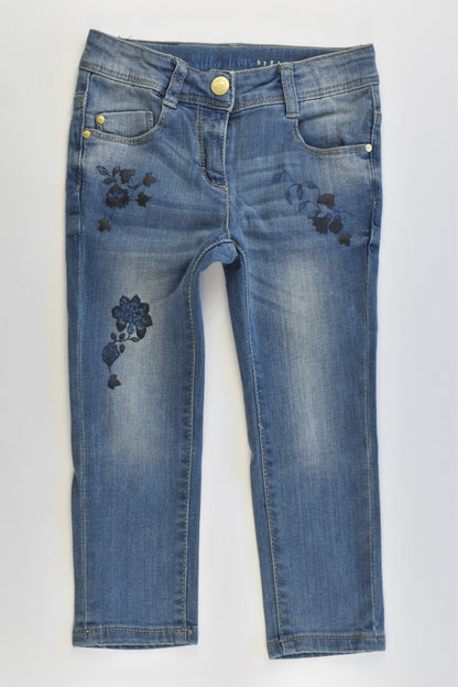 Kanz (Germany) Size 2 (92 cm) Stretchy Denim Pants with Floral Details