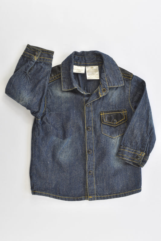 Kardashian Kids Size 00 Soft Denim Shirt with Leather-like Details on the Shoulders