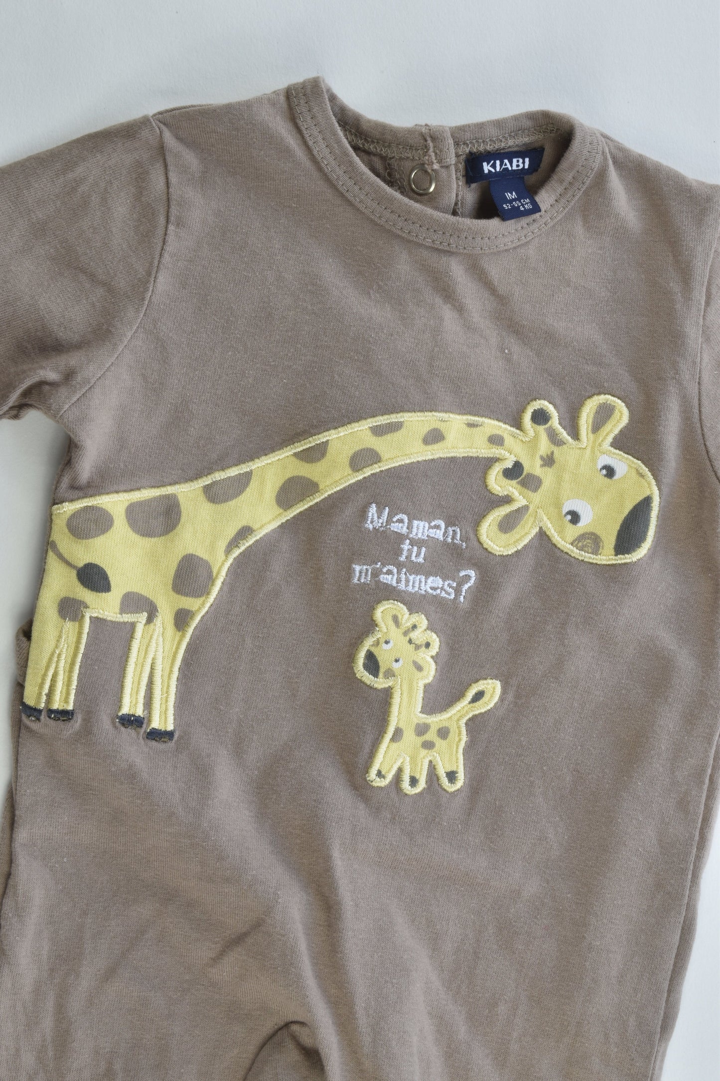 Kiabi (France) Size 1 month (000) "Maman Tu M'Aimes?" Footed Romper
