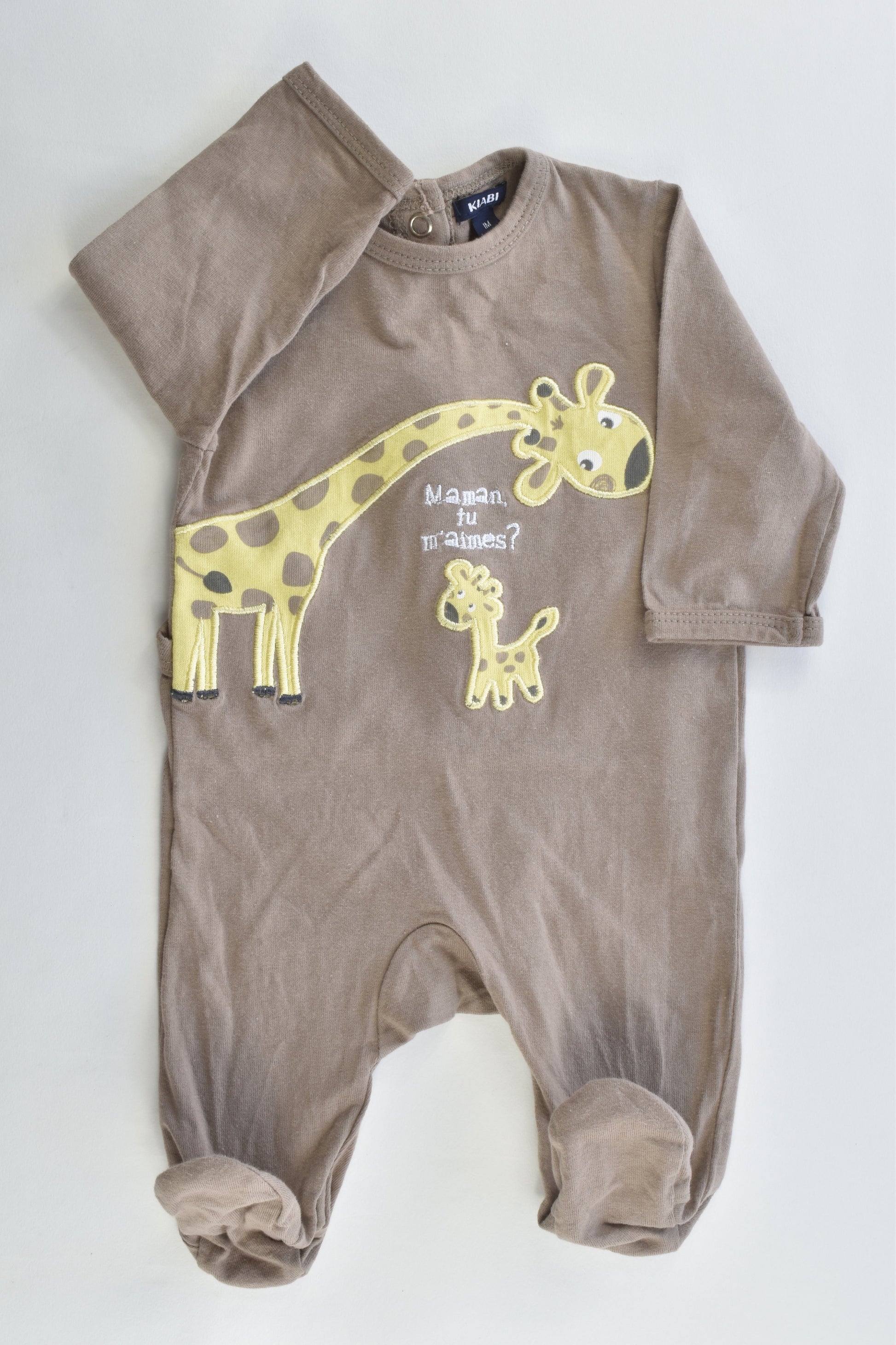 Kiabi (France) Size 1 month (000) "Maman Tu M'Aimes?" Footed Romper