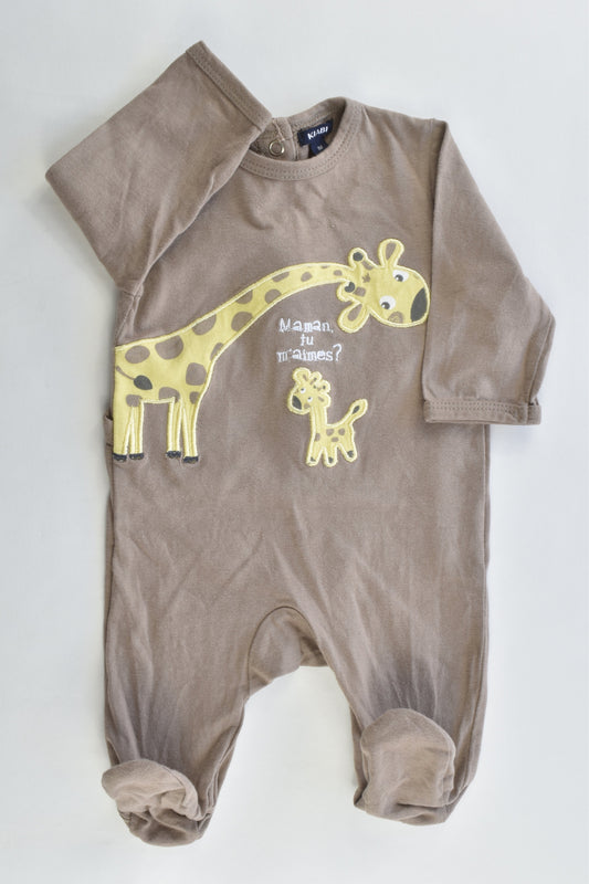 Kiabi (France) Size 1 month (000) "Maman Tu M'Aimes?" Footed Romper