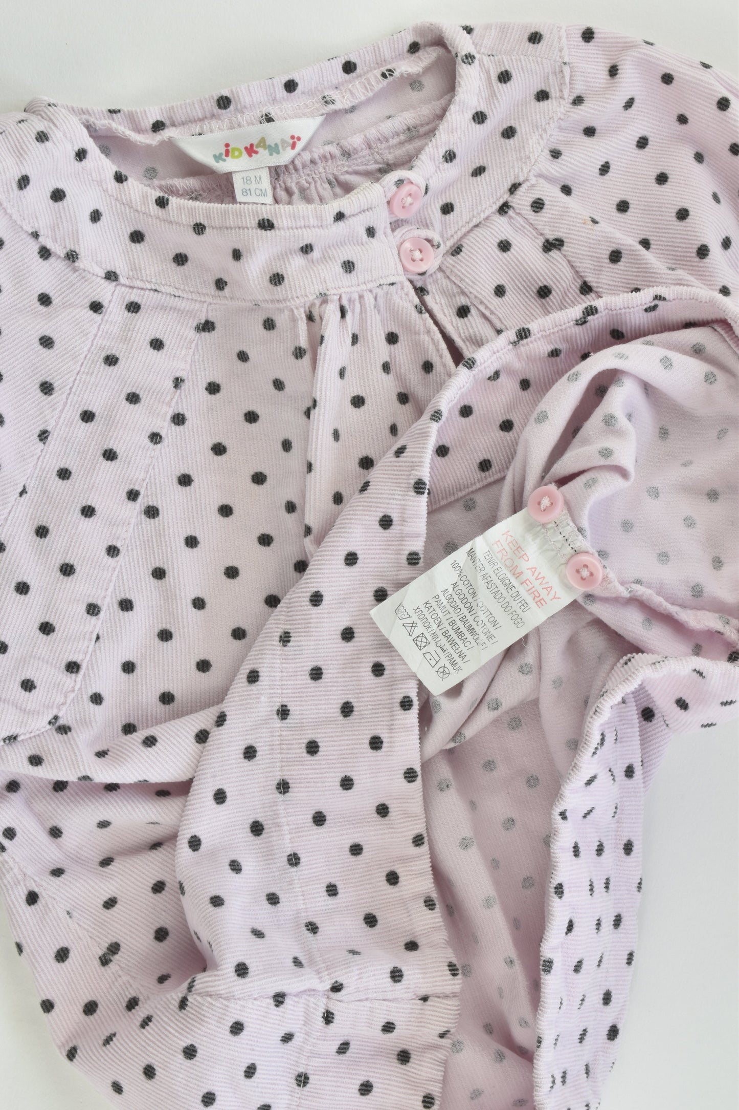 Kidkandï (France) Size 1 (18 months, 81 cm) Polka Dots Velour Tunic/Blouse
