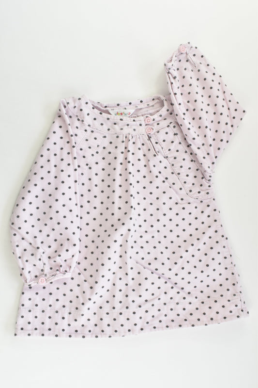 Kidkandï (France) Size 1 (18 months, 81 cm) Polka Dots Velour Tunic/Blouse