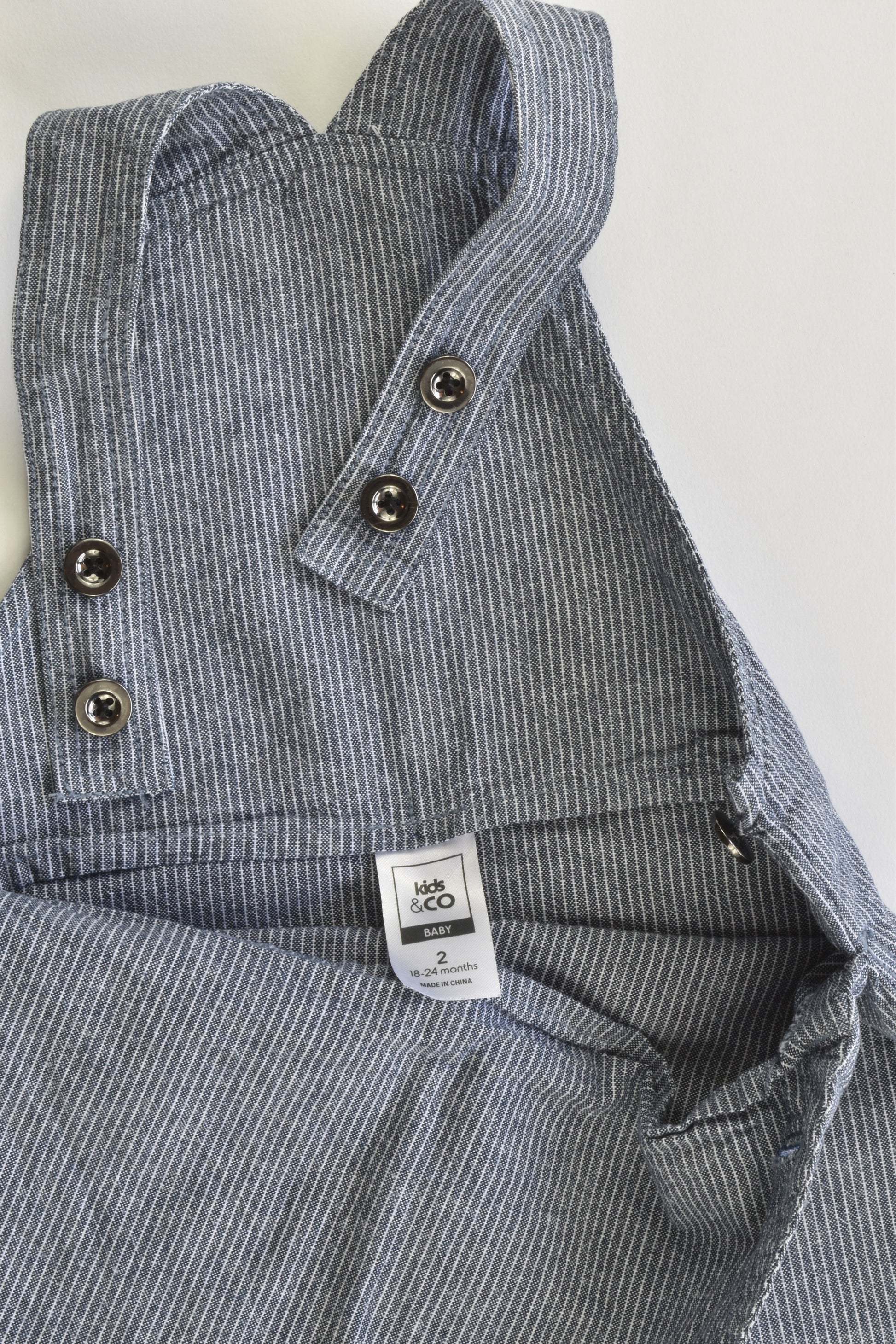 Kids & Co Size 2 (18-24 months) Striped Short Overalls