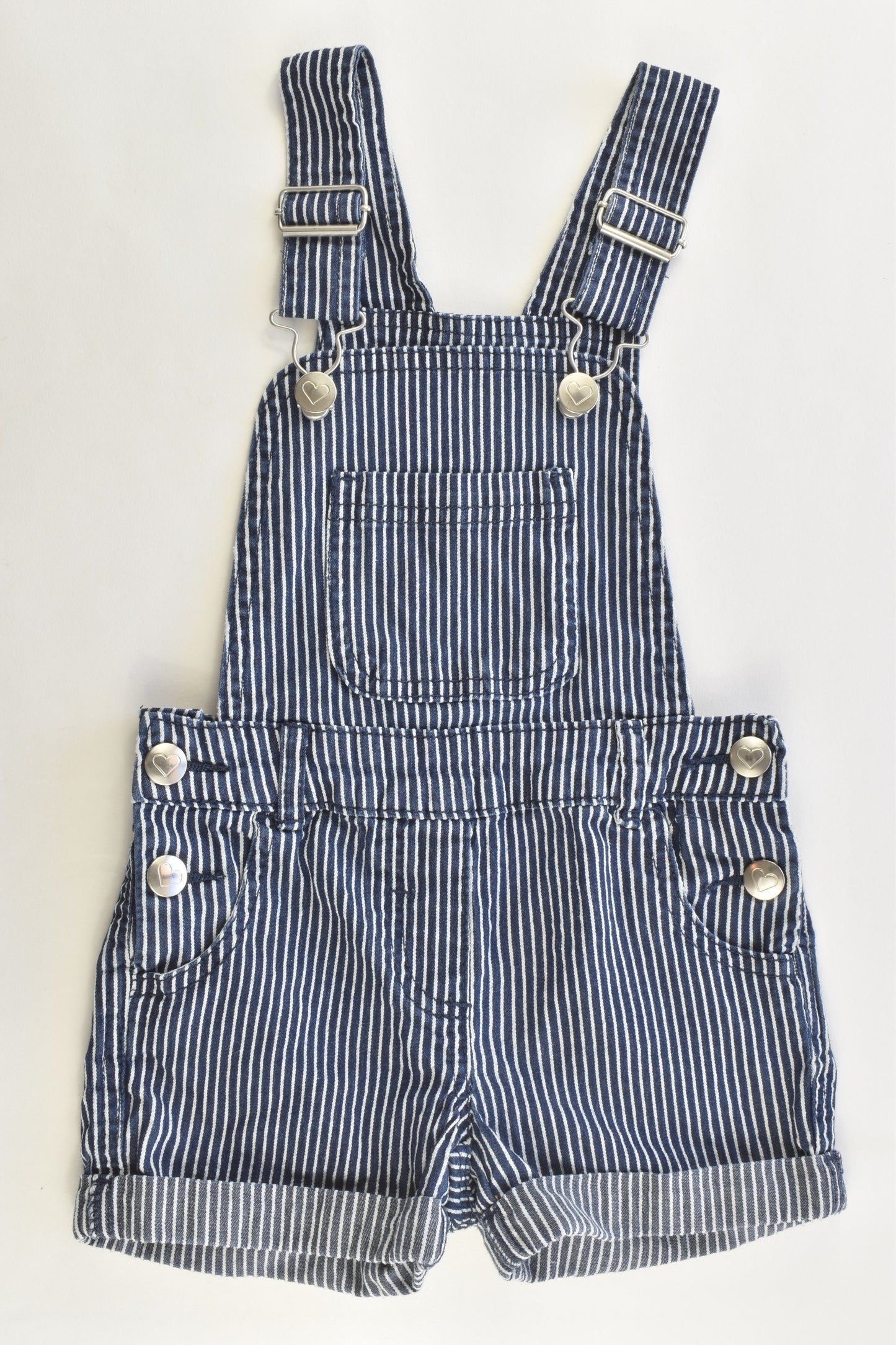 Kids & Co Size 3 Striped Stretchy Short Overalls