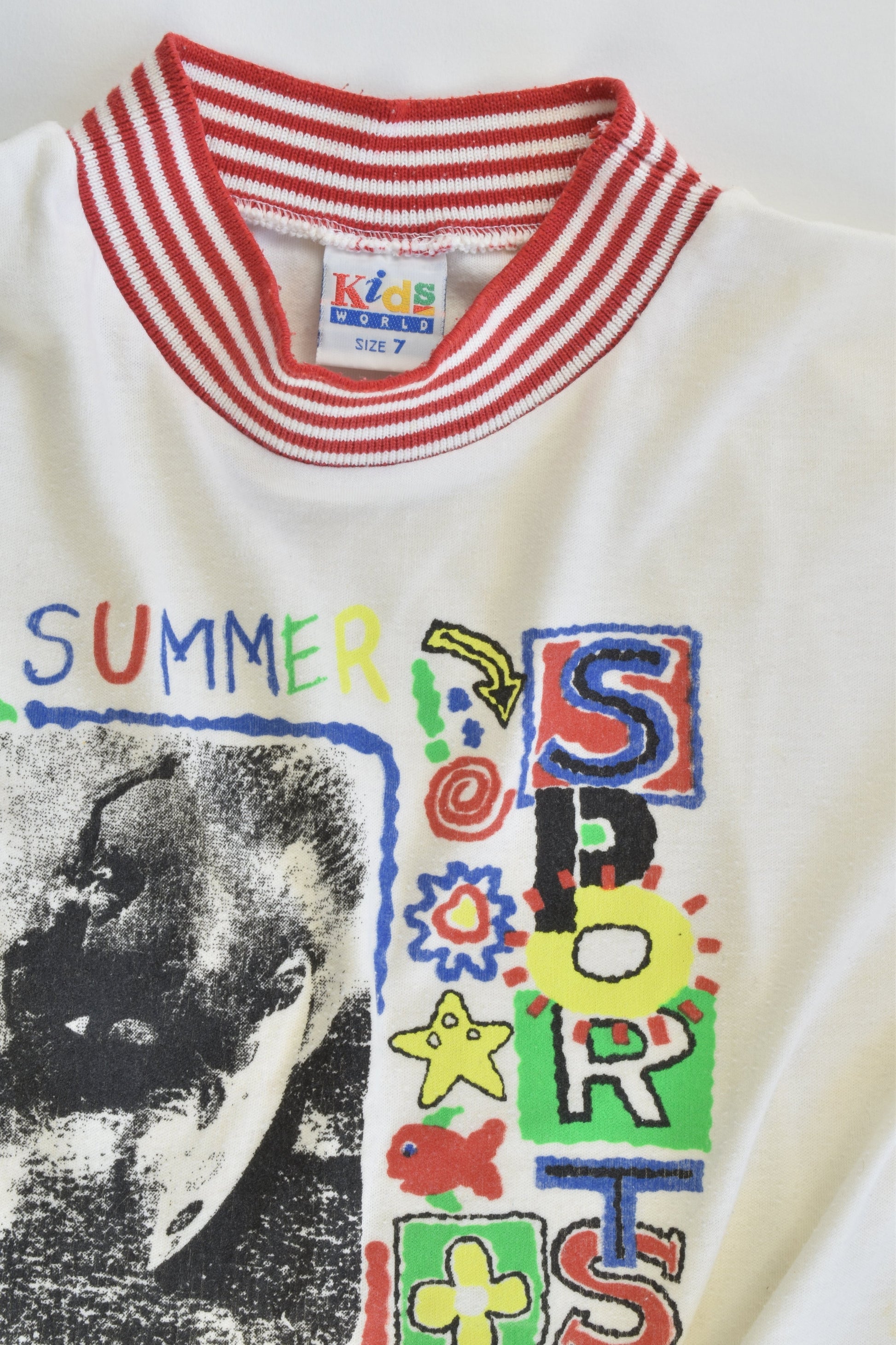 Kids World Size 7 Vintage 'Summer Sports' T-shirt