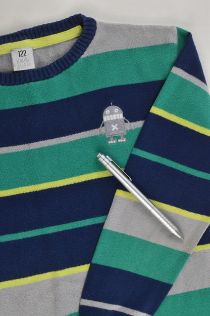 Kiki & Koko Size 7 (122 cm) Striped Robot Knitted Jumper