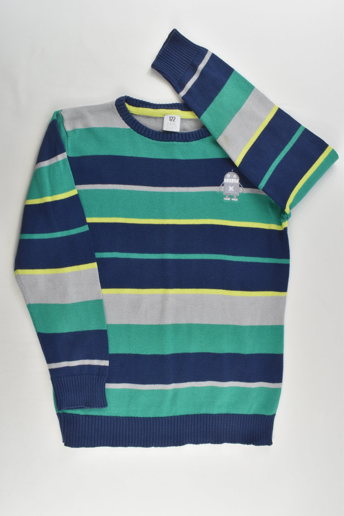Kiki & Koko Size 7 (122 cm) Striped Robot Knitted Jumper