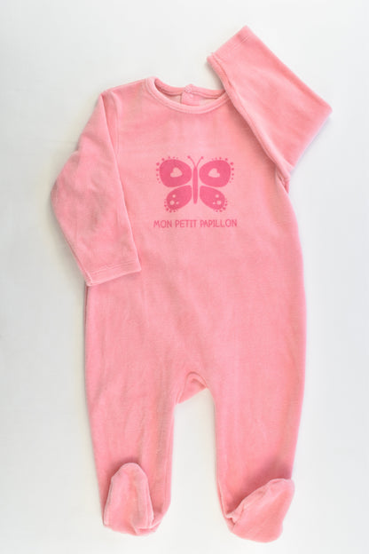 Kimbaloo (France) Size 12 months (0-1) Footed Butterfly Velour romper