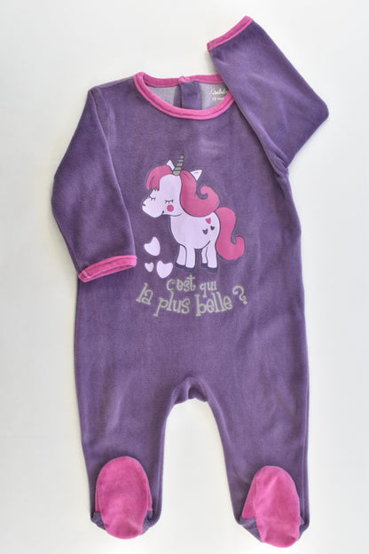 Kimbaloo (France) Size 12 months (0-1) Footed Unicorn Velour Romper