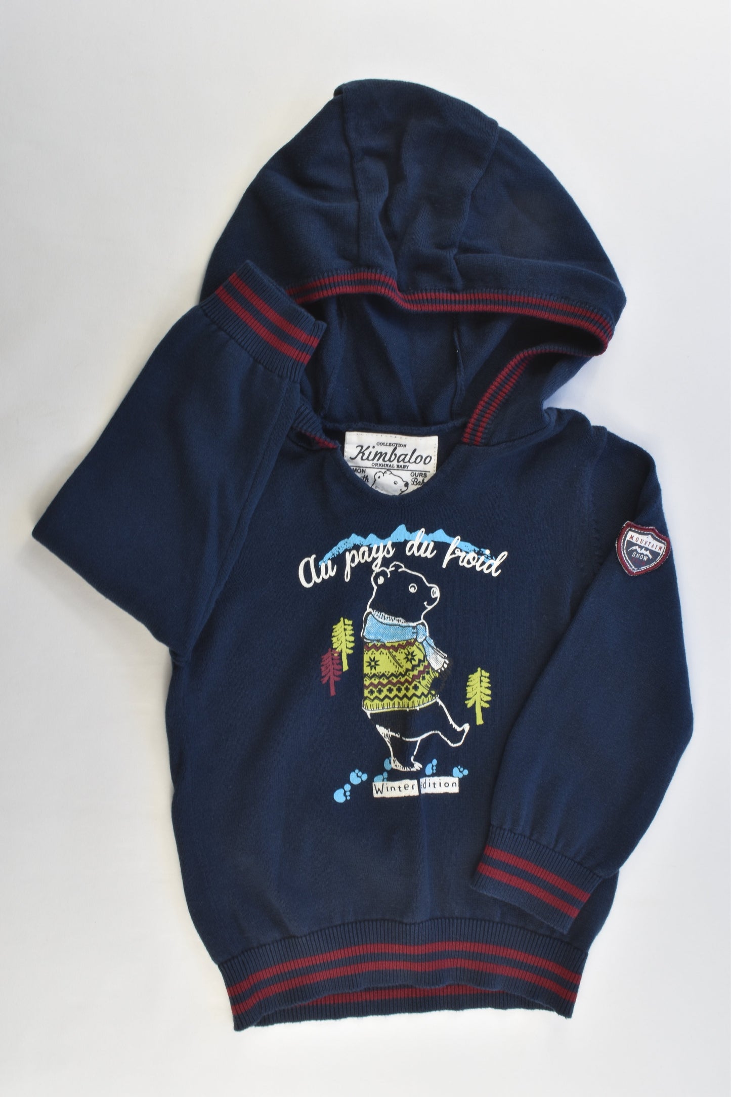 Kimbaloo (France) Size 2 (24 months) Winter Bear Knitted Hooded Jumper