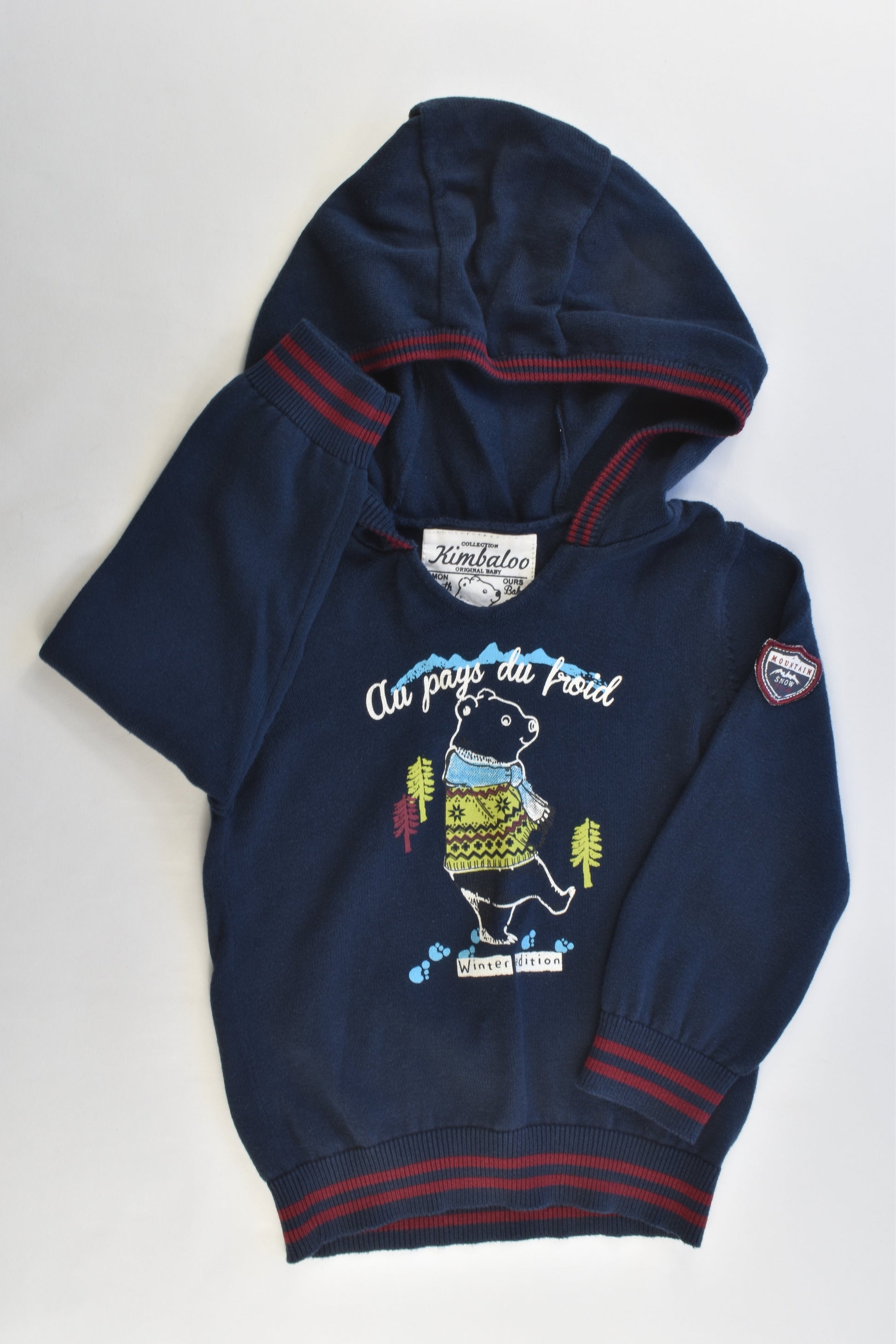 Kimbaloo (France) Size 2 (24 months) Winter Bear Knitted Hooded Jumper
