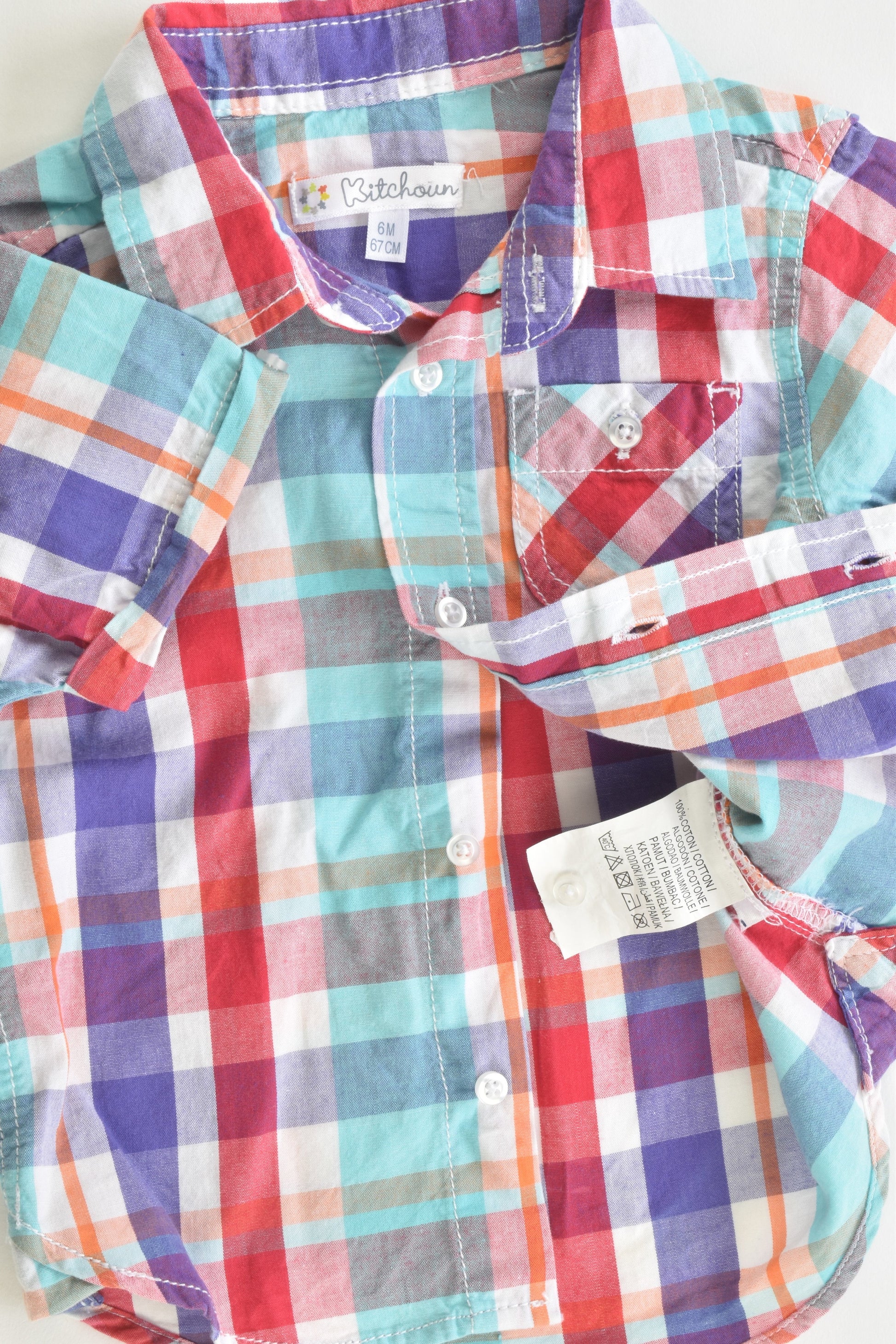 Kitchoun (France) 00 (6 months, 67 cm) Checked Shirt
